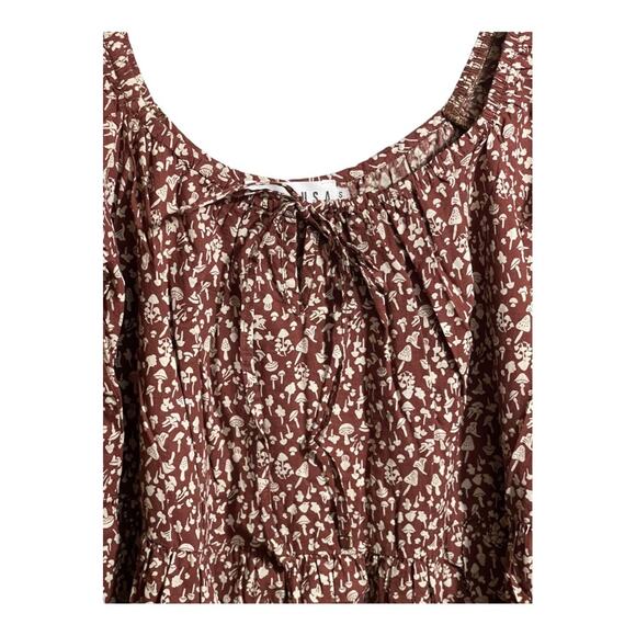 LACAUSA Playa Mini Dress in Cocoa Magic Mushroom Size M NWT - Picture 7 of 11